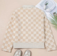 Checker Sherpa Corduroy Patchwork Zip Up Jacket (S-XL)