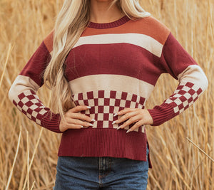 Noelle Checkered Knitted Sweater (S-XL)