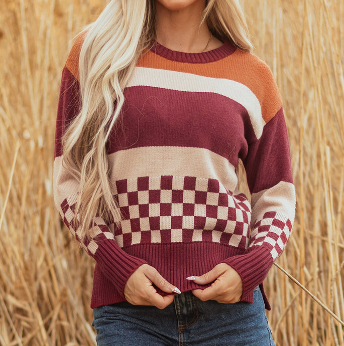 Noelle Checkered Knitted Sweater (S-XL)