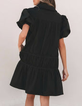 Cassidy Button Down Puff Sleeve Ruffle Hem Dress (S-XL)