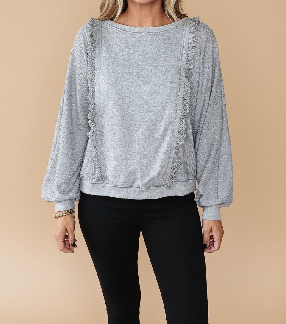 Mercy Hem Pullover top Long Sleeve Top (S-XL)