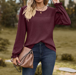 Avery Round Neck Puff Sleeve Blouse (S-2XL)