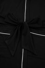 Black Contrast Trim Hooded Lounge Cardigan and Pants Set (S-XL)