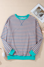 Elliana Stripe Crossed Stitch Drop Shoulder Sweatshirt (S-2XL) 5 Colors