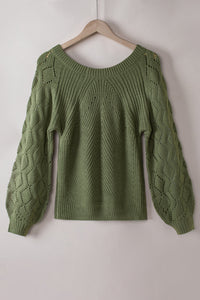 Lia Hollow-out Puffy Sleeve Knit Sweater (S-2XL) 4 Colors
