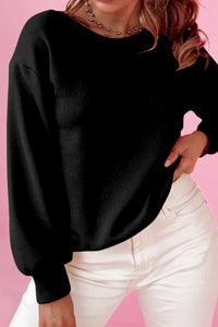 Bow Round Neck Long Sleeve Sweatshirt (S-XL)