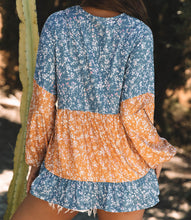 Cecilia Floral Ruffled Hem Round Neck Blouse (S-2XL) 2 Colors