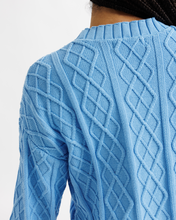 Blue Cable Knit Crew (XS-2XL)