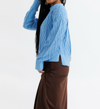 Blue Cable Knit Crew (XS-2XL)