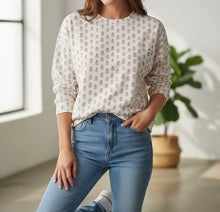 Cream, Taupe & Red Floral Sweatshirt (XS-3XL)