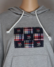 Light Grey Quilt Block Cropped Hoodie Sweatshirt (Small)