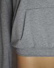 Light Grey Quilt Block Cropped Hoodie Sweatshirt (Small)