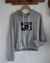 Light Grey Quilt Block Cropped Hoodie Sweatshirt (Small)