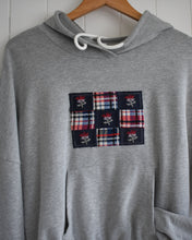 Light Grey Quilt Block Cropped Hoodie Sweatshirt (Small)