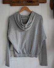 Light Grey Quilt Block Cropped Hoodie Sweatshirt (Small)