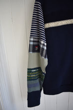 Navy Patch Sleeve and Lace Trim Sweatshirt (S/M)