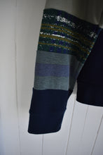 Navy Patch Sleeve and Lace Trim Sweatshirt (S/M)