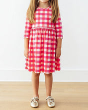 Hot Pink Gingham 3/4 Sleeve Pocket Twirl Dress (12M-10)
