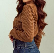 Juliet Quilted Puff Sleeve Pullover Sweatshirt (S-XL)