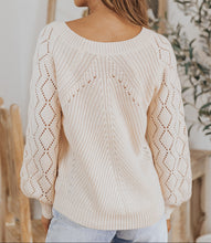 Lia Hollow-out Puffy Sleeve Knit Sweater (S-2XL) 4 Colors