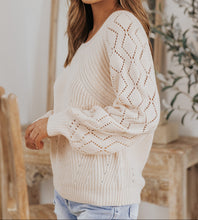 Lia Hollow-out Puffy Sleeve Knit Sweater (S-2XL) 4 Colors