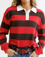 Red & Brown Stripe Rugby Sweater (XS-2XL)