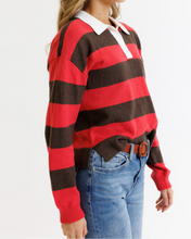 Red & Brown Stripe Rugby Sweater (XS-2XL)