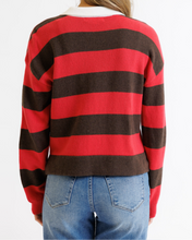 Red & Brown Stripe Rugby Sweater (XS-2XL)