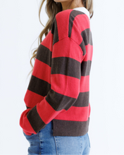 Red & Brown Stripe Rugby Sweater (XS-2XL)