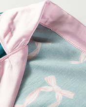 Silky Green Ribbon Bow Long Sleeve Shirt and Shorts Pajama Set (S-XL)