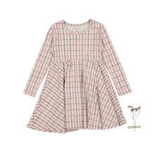 The Printed Long Sleeve Dress - Mauve Check (24M-10)