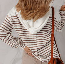 Ayla Stripe Textured Hooded Long Sleeve Top (S-XL)
