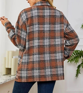 Plaid Button Up Long Sleeve Shacket (S-2XL) 3 Colors