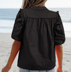 Analeia Frilly Puff Sleeve Stylish Collared Shirt (S-XL)