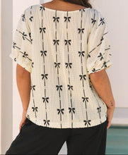 Aviana Bow Print Puff Short Sleeve Top (S-L)