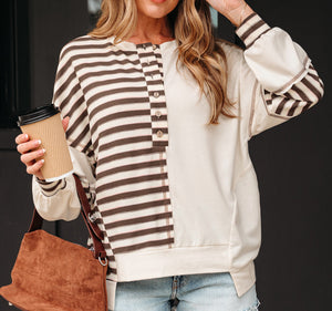 Ariana Stripe Stitched Oversized Sweatshirt (S-XL)