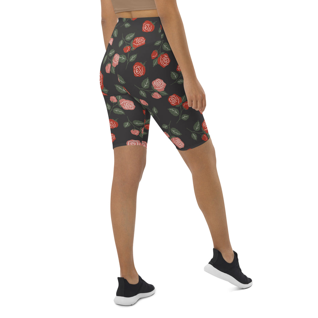 Red & Pink Roses Biker Shorts (XS-3XL)