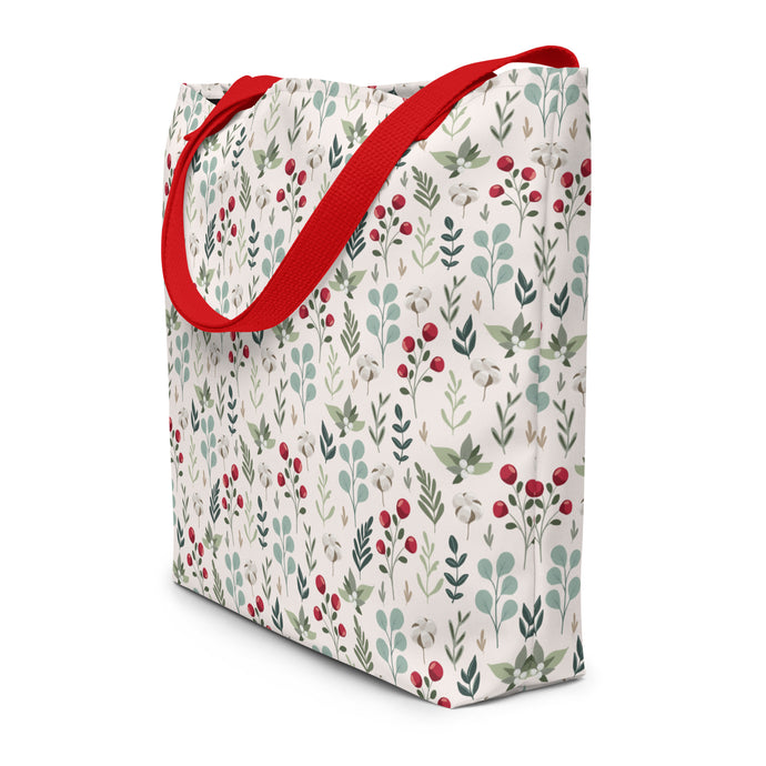 Cozy Christmas Branches Large Tote Bag