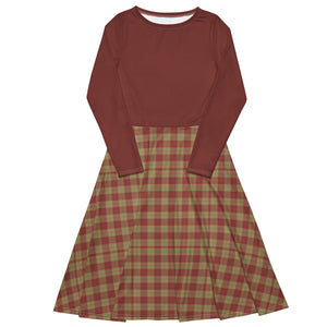 Vintage Red Plaid Midi Dress