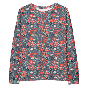 Slate Blue & Coral Floral Sweatshirt