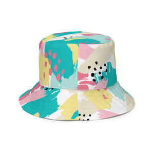 Handmade 90s Abstract Reversible Bucket Hat (S/M, L/XL)