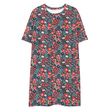 Navy, Coral & Sage Floral T-Shirt Dress