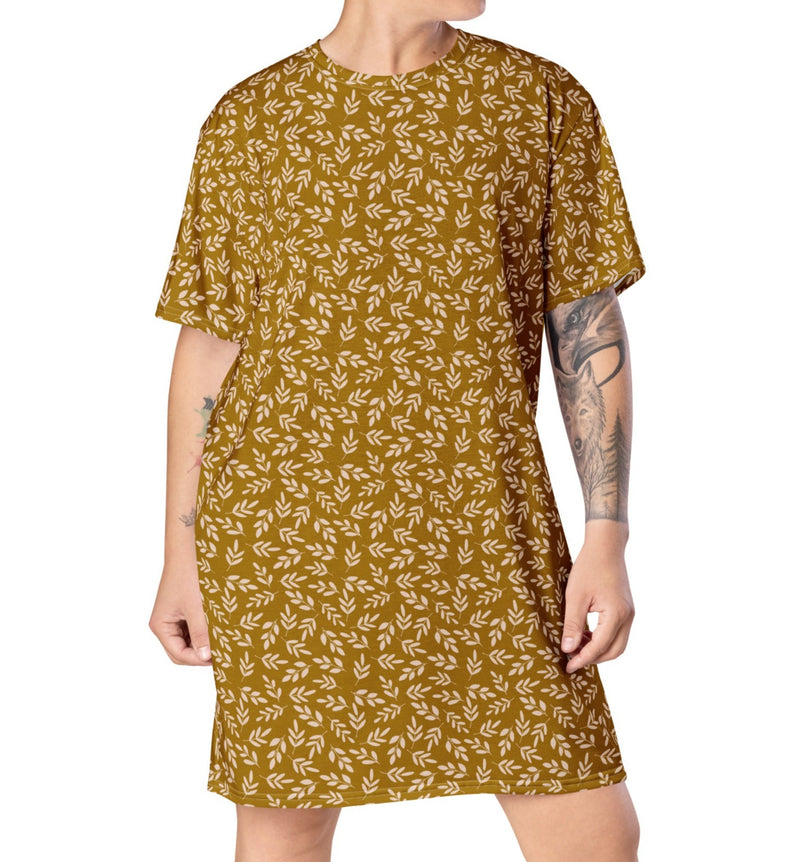 Gold t shirt dress best sale