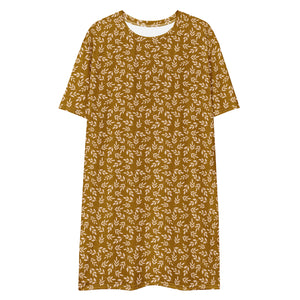 Gold Leaves T-Shirt Dress