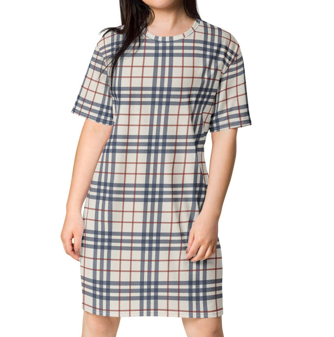 Cream, Red & Navy Plaid Nightshirt