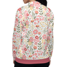 Pink & Yellow Spring Floral Meadow Bomber Jacket (XS-3XL)