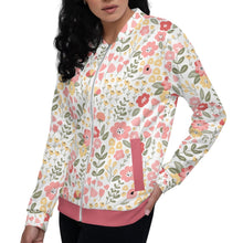 Pink & Yellow Spring Floral Meadow Bomber Jacket (XS-3XL)