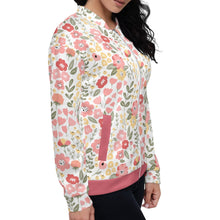 Pink & Yellow Spring Floral Meadow Bomber Jacket (XS-3XL)