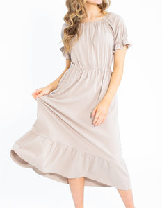 Amy Puff Sleeve Midi Dress (XS-2XL) 4 Colors