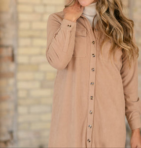 Anika Corduroy Shirt Dress (S-2XL)